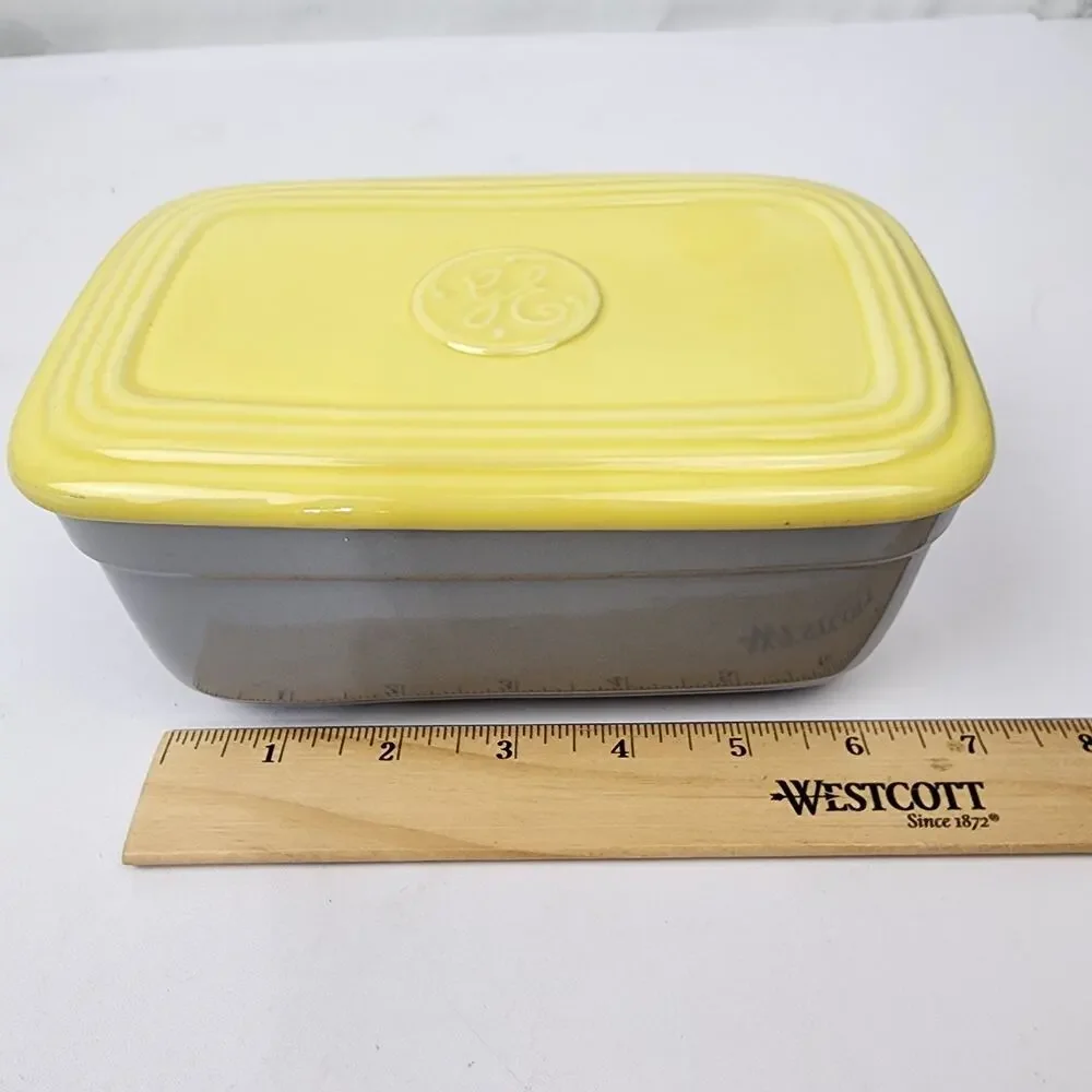 General Electric Refrigerator Covered Dish by Hall China Ohio Gray & Yellow